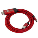 4K Type-C to HDMI Aluminum Alloy 2m Converter Cable w/USB for Laptop (Red) A