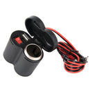 12V-24V Waterproof Motorcycle/Bike Cigarette Lighter Charger Socket USB Power FT