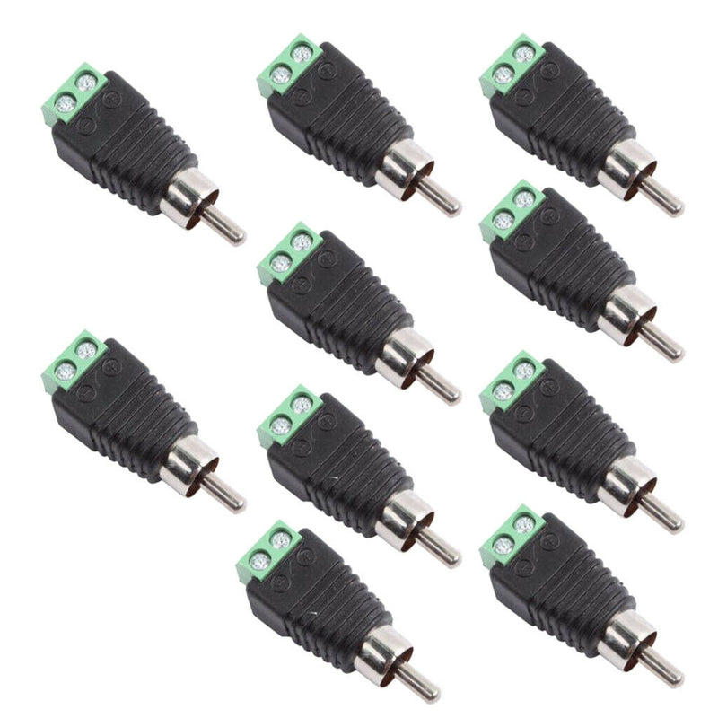 10Set RCA Connectors Male Plug to AV Screw Terminals Video AV Balun Adapter