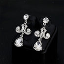 Stylish Diamante Crystal Teardrop Pendant Necklace And Earrings Jewelry Sets