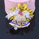 European Christmas Bells Pin Badges Crystal Brooches Jacket Coat Decor Jewelry
