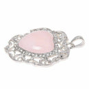 Heart Rose Quartz Pendant Bead Charm for Necklace Fashion J1P1