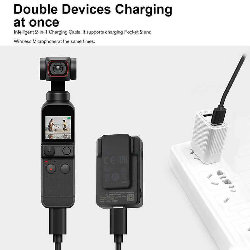 Suitable for DJI Pocket 2 camera microphone 2 in 1 USB charging cable