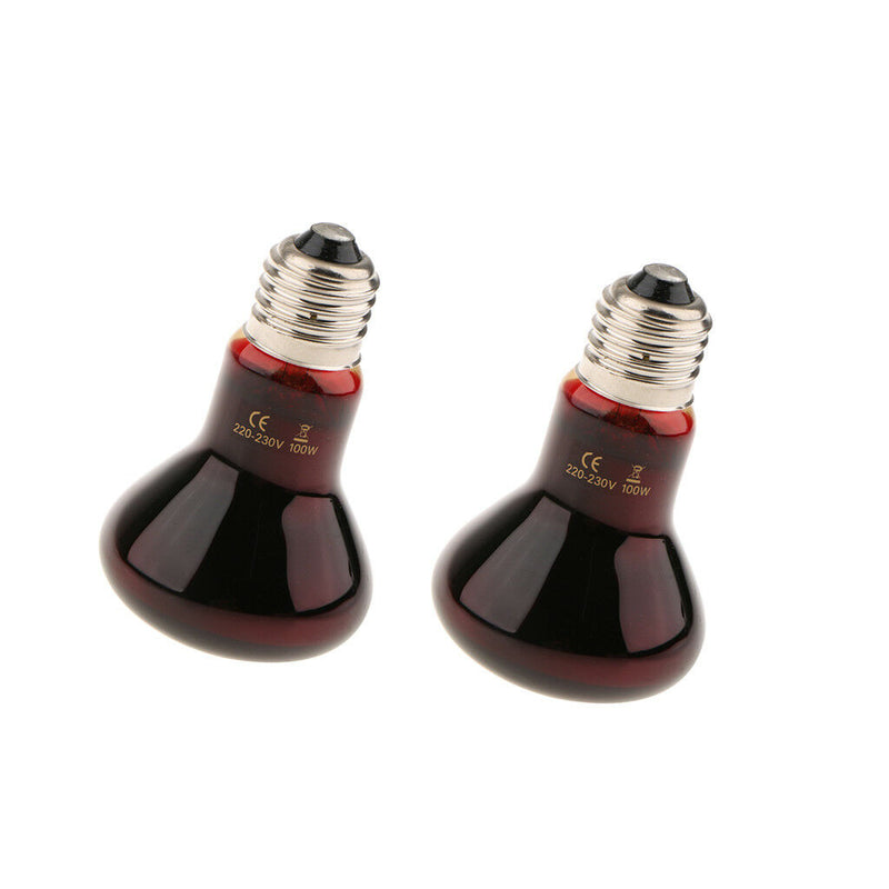 2x Reptile Terrarium UVA Heat Lamp Night-time Viewing Lighting 50W E27 Base