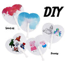 Set of 24 Handheld Fan Paper Folding Heart Shaped round fans for paper fans