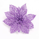 Glitter Hollow Christmas Artificial flowers Adornment Purple N6P9