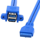 2X(Stackable Usb 3.0 Female Panel Type To Motherboard 20Pin Header Cable Du