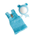 Winter Newborn Clothing Photography Hand-Woven Mohair Bear Rompers+Hat Suit