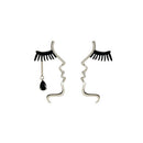 Personality Abstract Asymmetric Hollow Face Outline Stud Drop Earrings Jewelry