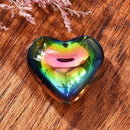 Smooth Rainbow Titanium Crystal Heart Pendant Bead 30x24mm SH689
