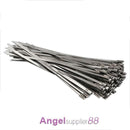 100PC Stainless Steel 4.6x200mm Metal Exhaust Wrap Coated Locking Cable Zip Ties