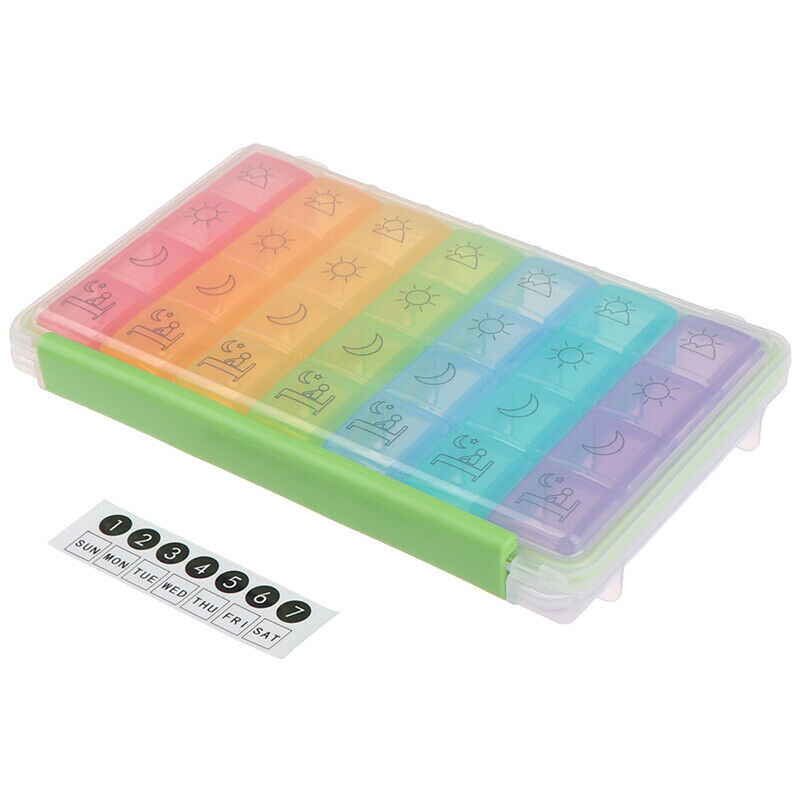 28 Grids Rainbow 7 Days Tablet Pill Box Holder Medicine Storage Container C BX