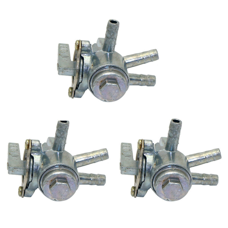 3x 3-Port Gas Fuel Petcock Tap Valve Switch for Motorcycle Dirt Bike ATV 6mm