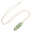 Natural Stone Necklace Green Fluorite Stone Quartz Pendant With Rope