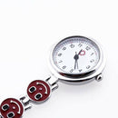 Red Heart Shape Quartz Movement Nurse Brooch Fob Tunic Pocket Watch
