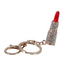 Fashion Cute Alloy Crystal Lipstick Keychain Red V3W9