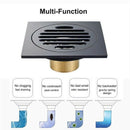 4 Inch Square Shower Drain with Removable Cover Grate, Brass Anti Clogging  M3L1