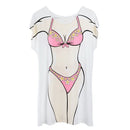 2x Floral Polka Dots Women Bikini Long T Shirt Cover Up Fancy Dress Top Tee