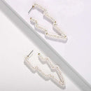 Bohemian White Woven Rice Beads Pendant Earrings Personality Geometric Shap