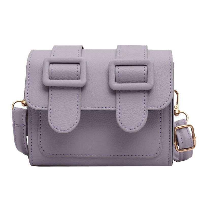 Hit Color Leather Crossbody Bags Women Small Shoulder Pouch (Light Purple)