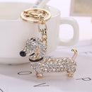 Cute Dog Alloy Rhinestone Keychain Purse Bag Key Chain Ring Gift Keyring White