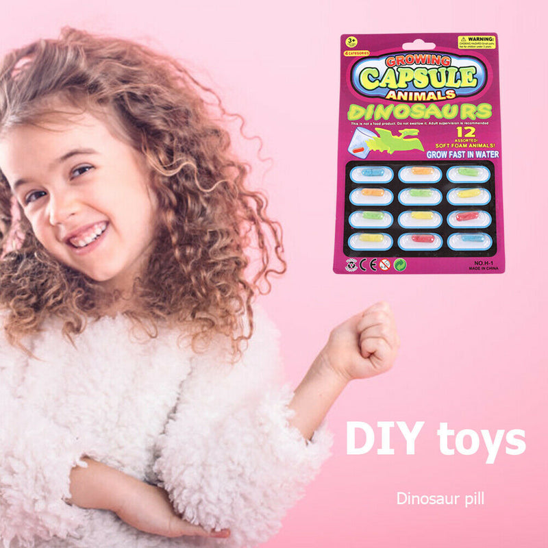 12pcs Developmental Toys Water Absorption Expansion Dinosaur Grow Capsule Kids