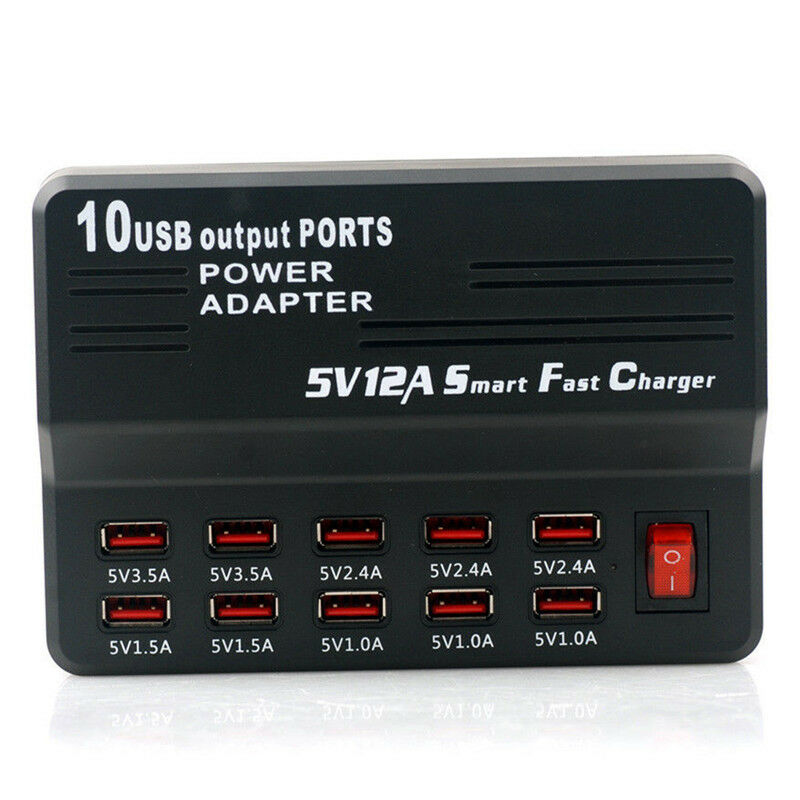 10Ports Fast USB Charging Station Power Adapter Wall Travel Desktop Charger N Gw