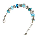 Fashion Women Shell Blue Crystal Glass Beads Chain Bangle Bracelet Wristband