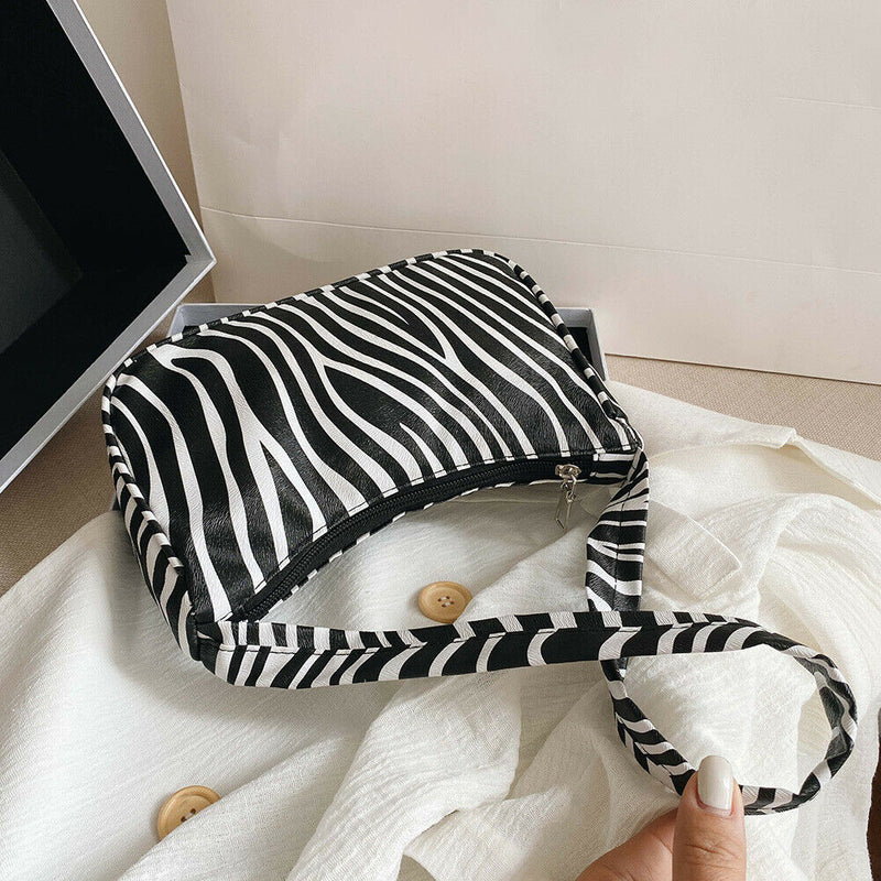 Fashion Zebra Print Women Handbag Tote Small PU Underarm Shoulder Bag (2)