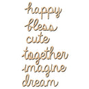 6 Pieces Natural Wood Word Art Sign Happy Dream Cute for Scrapbooking Card Craft