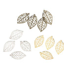 300 Pcs Mixed Color Hollow Charms Leaf Pendant Metal Laminate Decoration