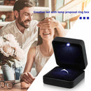 LED Light Ring Box Square Jewelry Bracelet Wedding Necklace Case (Black)
