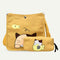 2pcs/set Women Canvas Cat Print Shoulder Satchel Handbags Pen Bag (Yellow) A