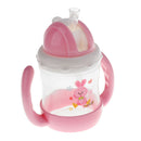 Infant Drinking Bottle Sippy Cups Baby Straw Cup Mug 240ML Cartoon Pink