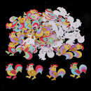 50pcs Cartoon Rooster Wooden Buttons 2-holes for Sewing Scrapbooking 32x30mm