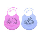 2Pcs Adjustable Waterproof Silicone Infant Baby Bibs With Big Roll Up Pocket
