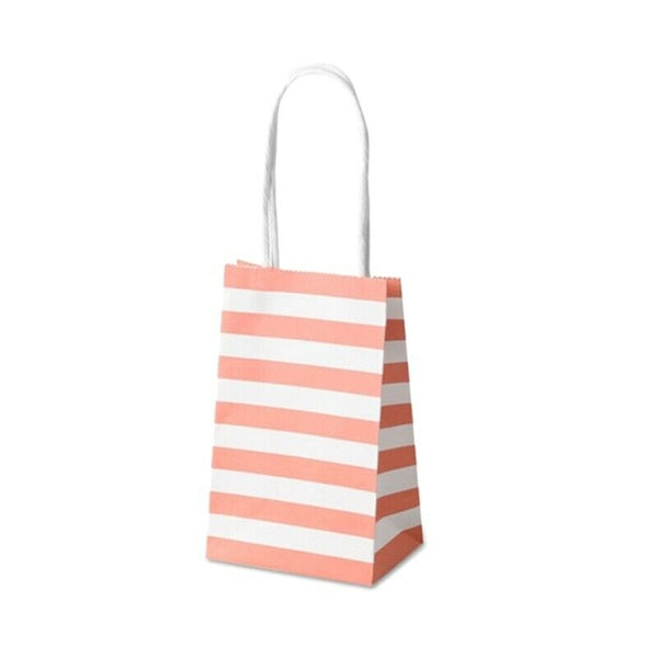 Striped White Kraft Paper Bag Korean Packaging Small Gift Carry Bag Special F7I6