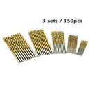 150pcs 1mm-3mm Titanium Coated HSS High Speed Steel Twist Drill Bit Set QLE