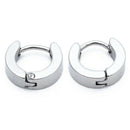 Pair Mens Hoop Huggie Earrings Titanium Steel 4mm x 7mm White O6Q6