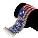 Hot Infinity Love USA With Flag Charms Rhinestone Bracelet- Red/Blue/White