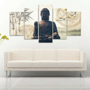 Modern Canvas Wall Art of Seat Buddha for your Living Room -5 Panel Size S