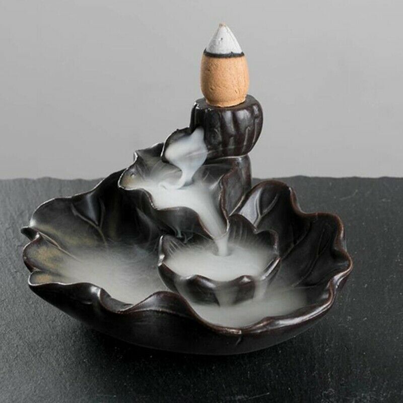 Lotus Leaf Ceramics Garden Home Incense Burner Censer Craft Practical Lotus G5O9