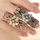 Women Fashion Jewelry Enamel Full Finger Armor Joint Knuckle Hollow Out Ring TO