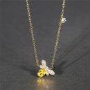 Diamond Bee Necklace Champagne Topaz Zircon Pendant Necklace Jewelry Gift P