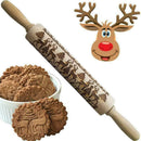 Christmas Rolling Pin Snowflake Reindeer Embossed Rolling Engraving Pin S1G9