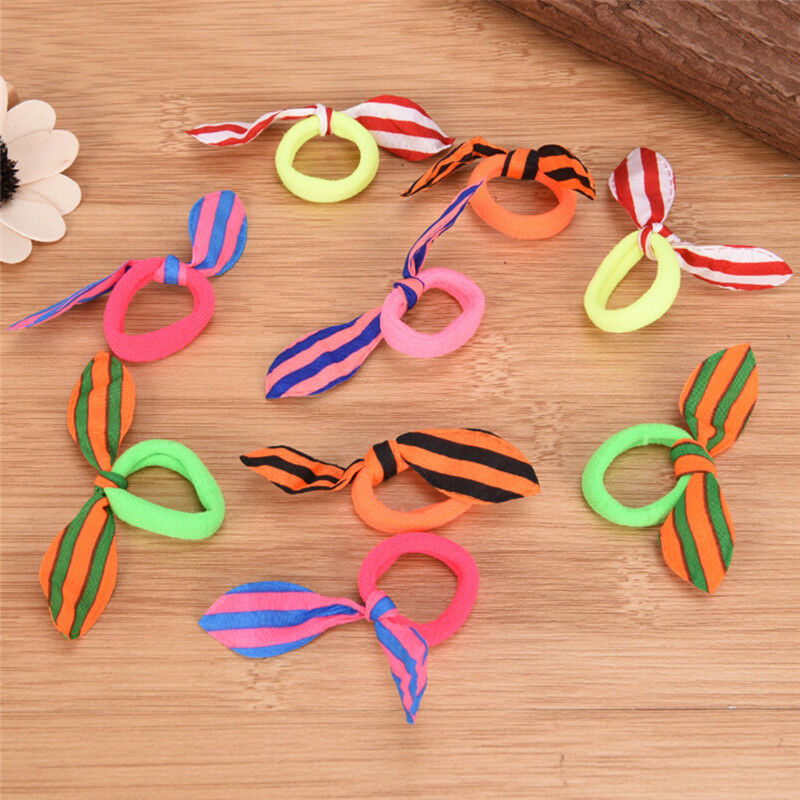 5PCS Rabbit Bunny Ear Ribbon Hair Band Wire Hair Bands Ribbon Dot Gum Headband Z
