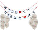 Romantic Bridal Shower Banner & Latex Balloons Will You Marry Me Theme Party
