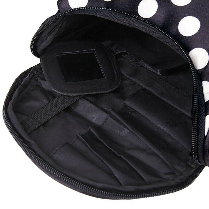 Black Zipper Cosmetic Bag Toiletry Bag Make-up Bag Hand Case Bag with Dot P G6H2