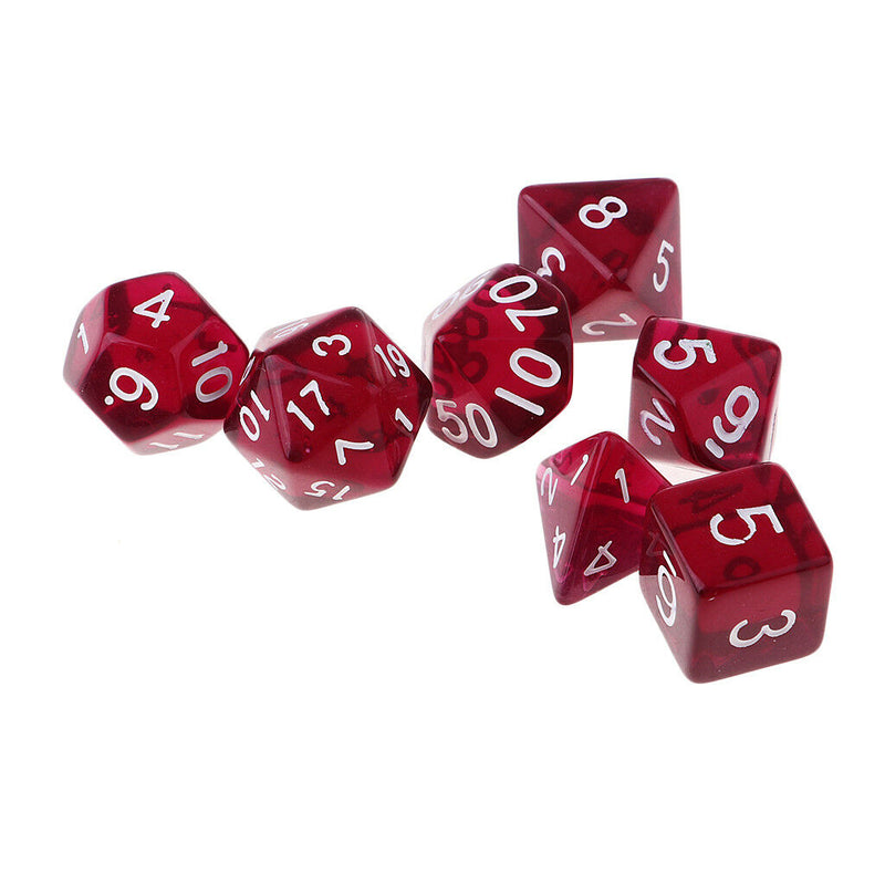 7Pcs Transparent Polygon Dices For Dungeons DND MTG RPG Gaming Dark Purple