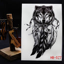 Waterproof Wolf Dreamcatcher Temporary Tattoo Large Arm Body Art Tattoos TO   TO